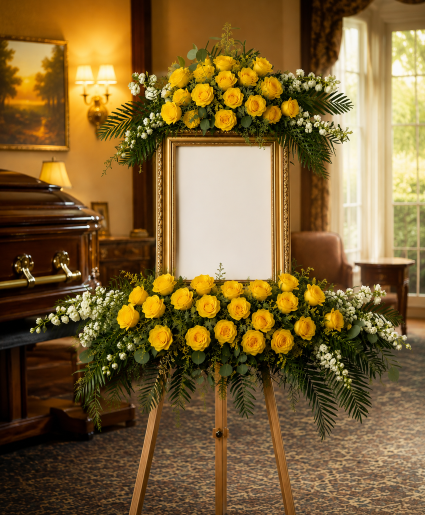 Golden Legacy of Love (Frame Not Included) Call Us for Faster Service & Daily Specials: (915) 303-8500 Text Us to Order Anytime: (915) 505-3708 Your trusted source for Flowers & Delivery in El Paso TX