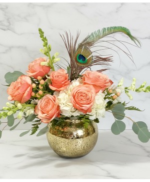 Peachy Peacock Panache Powell Florist Exclusive