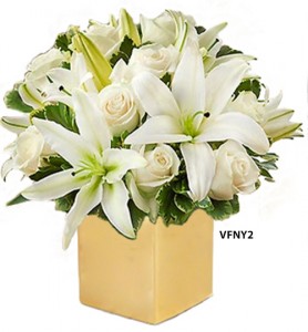 Golden Present Bouquet Flower Arrangement