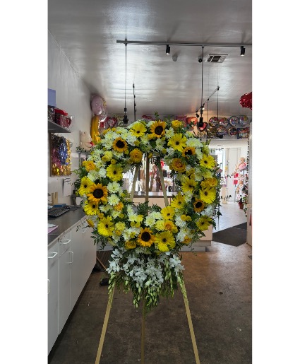 Golden Ray Sunflower Funeral Wreath 