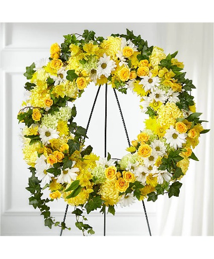 Golden Remembrance Wreath sympathy arrangements