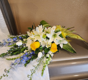 Golden Serenity Casket Bouquet 