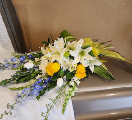 Golden Serenity Casket Bouquet 