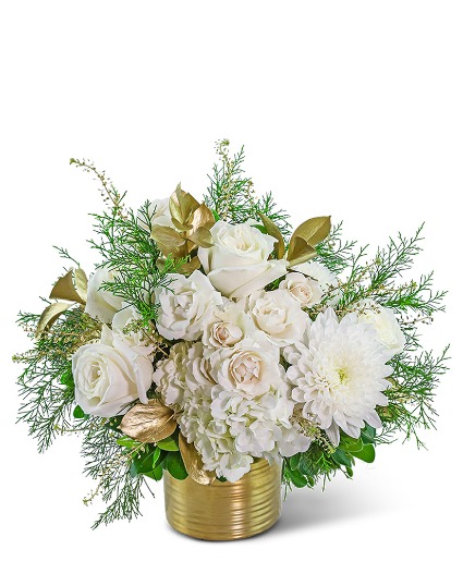Golden Winter Elegance Flower Arrangement