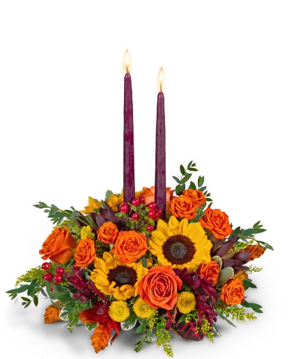 Goldenrod Gathering Centerpiece Flower Arrangement