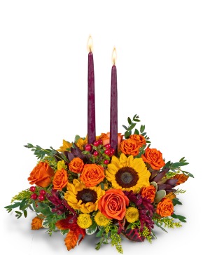 Goldenrod Gathering Centerpiece Flower Arrangement