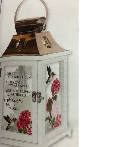 Gone yet not forgotten  Lantern with battery operated candle