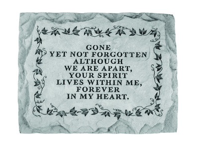 Gone Yet Not Forgotten Memorial  Stone - imcluding stand
