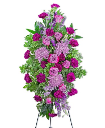 Gracefully Majestic Standing Spray Sympathy in Nevada, IA | Flower Bed
