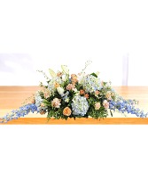 Gracious: Peach, White and Blues Casket Spray