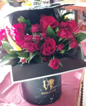 GRAD, CAP AND ROSES  Red Rose's and Grad Cap