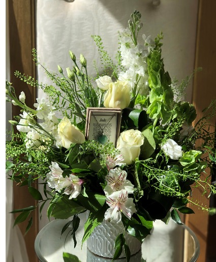 Gram you are a Gem  Ceramic Vase Arrangement with gem Necklance 