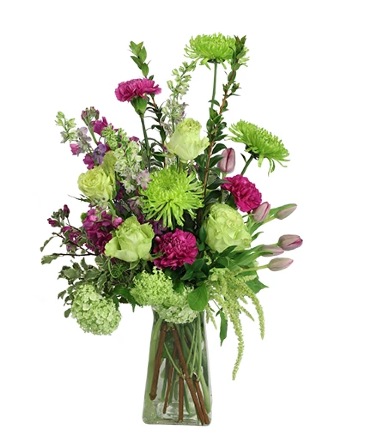 Grand Greens & Purples Vase Arrangement in Beeville, TX | ZIMMER FLORAL & NURSERY, INC.