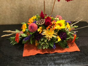 Harvest Gathering long and low seaonal flowers for fall