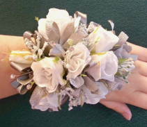 Gray, Silver, White Wrist Corsage