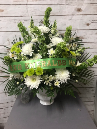 Green and White Urn  Arrangement