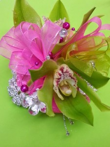 Green Dazzle Green Cymbidium Wrist Corsage