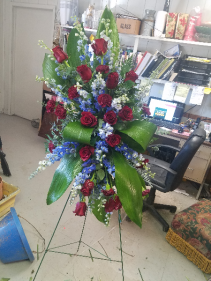 green live bow Standing spray