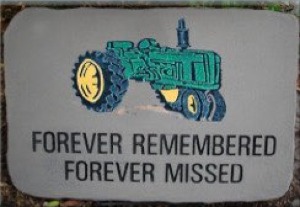 Green Tractor, Forever Remembered Forever Missed Concrete Stepping Stone, 10" x 15"