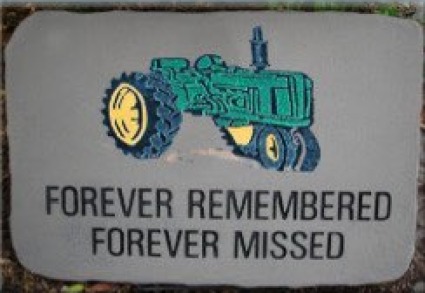 Green Tractor, Forever Remembered Forever Missed Concrete Stepping Stone, 10" x 15"