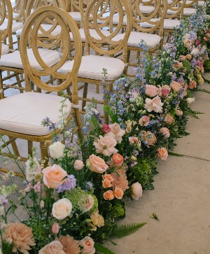 Ground Floral Aisle Runner- Meadow Style Wedding 