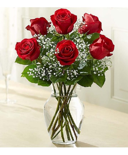 Half Dozen Beautiful Red Roses 