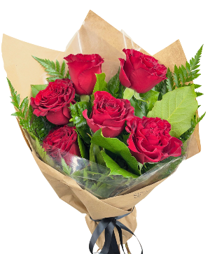 Half Dozen Hearts Wrapped Bouquet