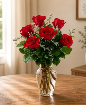 Half Dozen  Vase of Flowers