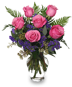 Half Dozen Pink Roses 