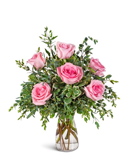 Half Dozen Pink Roses Flower Arrangement
