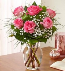 Half Dozen Pink Roses 