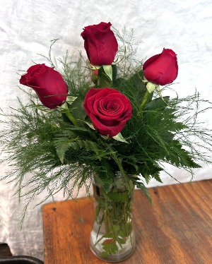 Half Dozen Red Rose Vase 