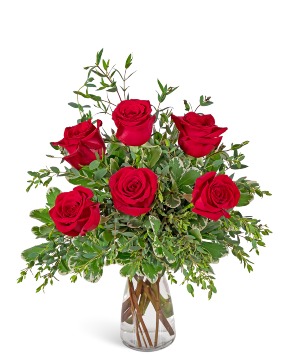 Half Dozen Red Roses Flower Arrangement