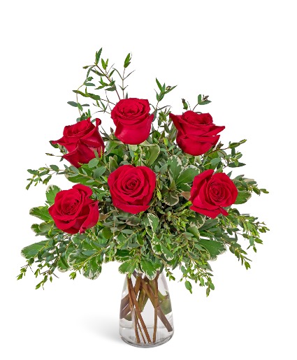 Half Dozen Red Roses Flower Arrangement