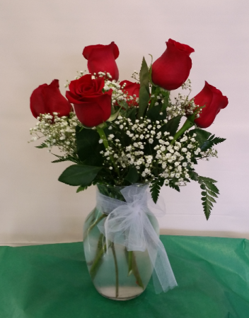 Half Dozen Red Roses Vase Arrangement