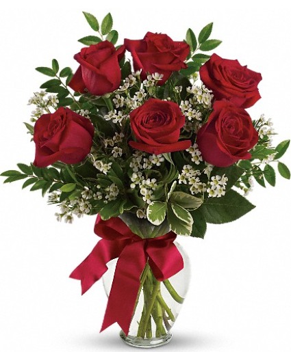 Half Dozen Red Roses vase