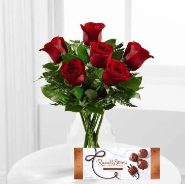 Half Red Dozen with Box of Chocolate  in Owensboro, KY | Ivy Trellis Floral