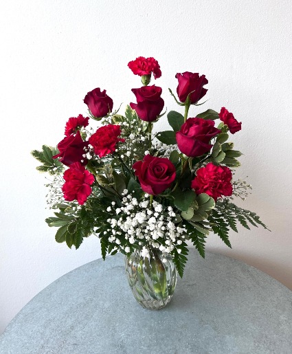 Half Dozen Rose and Carnation (Red) 