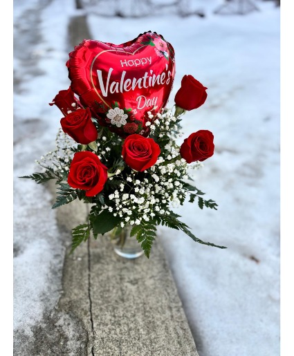 Half dozen rose vase  vase arrangement 