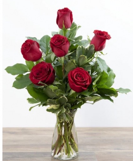Half dozen roses Vase