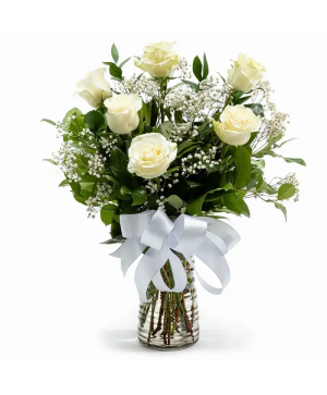 Half Dozen White Roses Arrangement