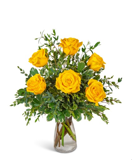 Half Dozen Yellow Roses Flower Arrangement
