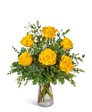 Half Dozen Yellow Roses Flower Arrangement in Nevada, IA | Flower Bed