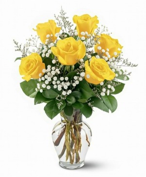 Half Dozen Yellow Roses Arrangement
