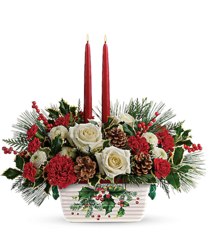 Halls of Holly Centerepiece (Keepsake Baking Pan) Christmas Centerpiece with Keepsake Baking Pan