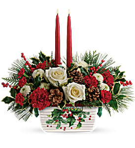 Halls Of Holly Centerpiece Christmas Arrangement