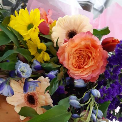 Hand Tied Bouquet (No Vase) Mixed Colours and Flowers