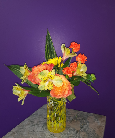 handblown glass vase arrangement Hand made vase arrangement