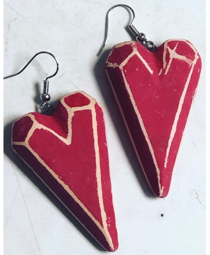 Handmade Red Heart Dangle Earrings Accessory