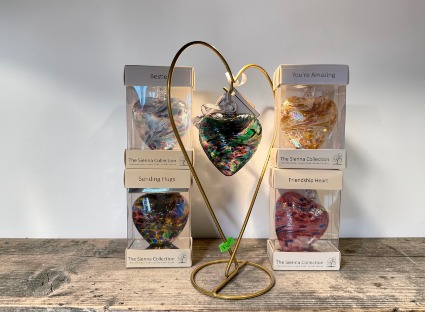 Hanging Glass Hearts 